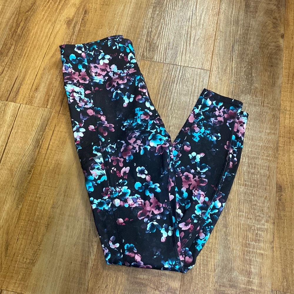 Avia blue floral leggings size small